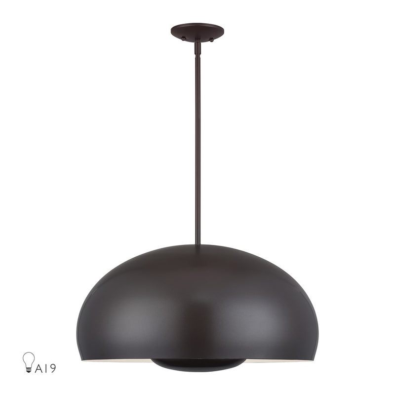 Livex Domma 4Lt Pendant, Bronze/Bronze Steel/Shiny White - 51518-92