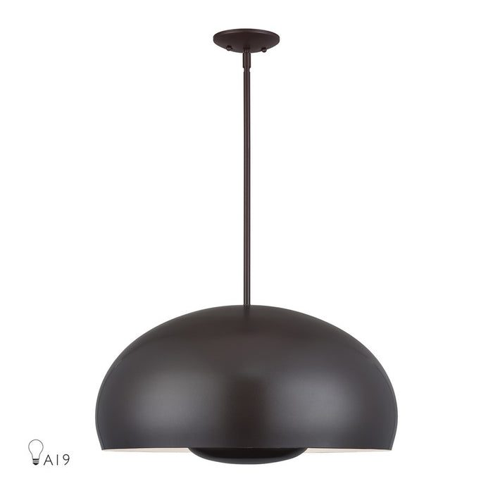 Livex Domma 4Lt Pendant, Bronze/Bronze Steel/Shiny White - 51518-92