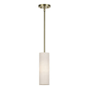 Livex Monroe 1Lt 8" Mini Pendant, Brass/Oatmeal/White - 52130-01