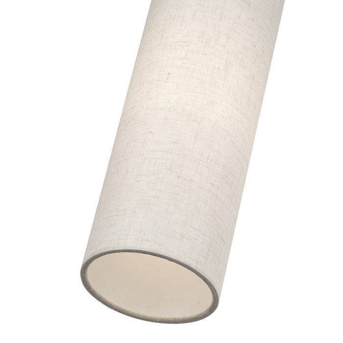 Livex Monroe 1Lt 8" Mini Pendant, Brass/Oatmeal/White