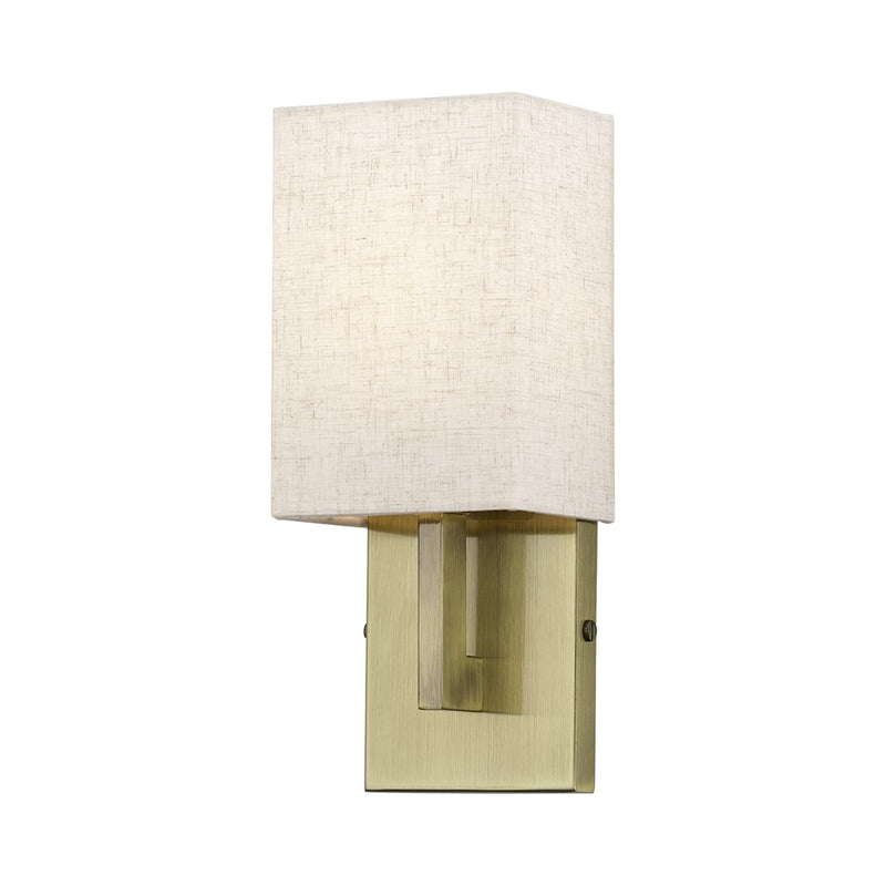 Livex Monroe 1Lt ADA Sconce, Brass/Oatmeal/White - 52131-01