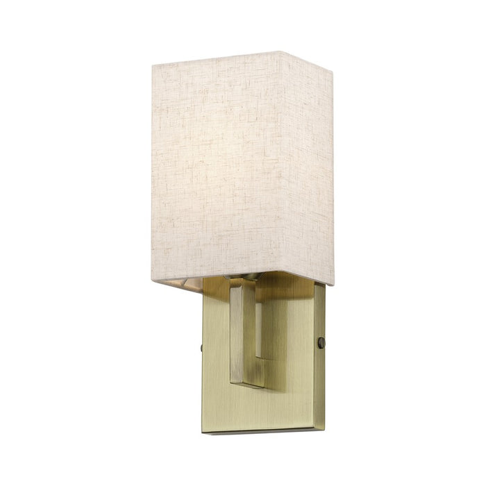 Livex Monroe 1Lt ADA Sconce, Brass/Oatmeal/White