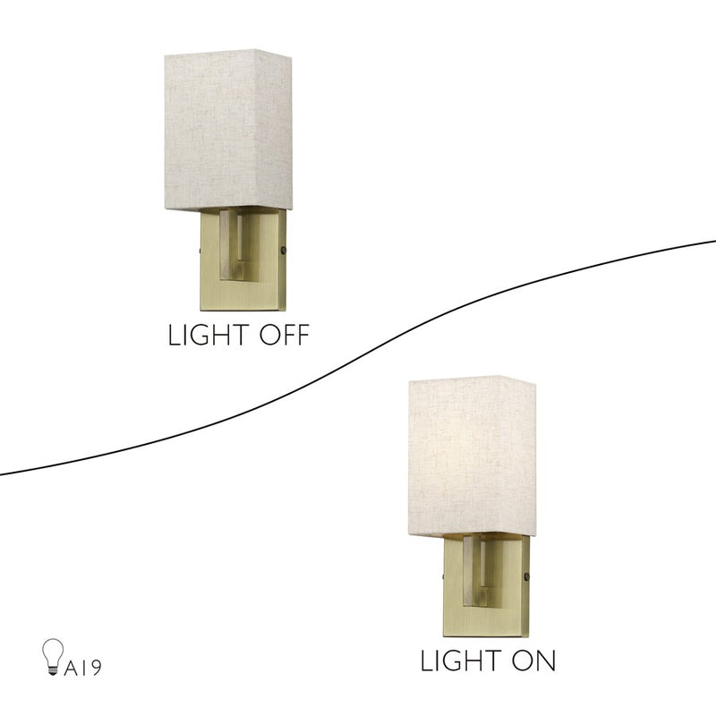 Livex Monroe 1Lt ADA Sconce, Brass/Oatmeal/White