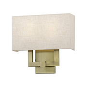 Livex Monroe 2Lt ADA Sconce, Brass/Oatmeal/White - 52132-01