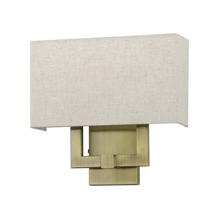 Livex Monroe 2Lt ADA Sconce, Brass/Oatmeal/White