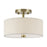 Livex Monroe 2Lt 11" Dia Semi-Flush, Brass/Oatmeal/White - 52133-01