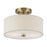 Livex Monroe 2Lt 11" Dia Semi-Flush, Brass/Oatmeal/White