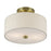 Livex Monroe 2Lt 11" Dia Semi-Flush, Brass/Oatmeal/White