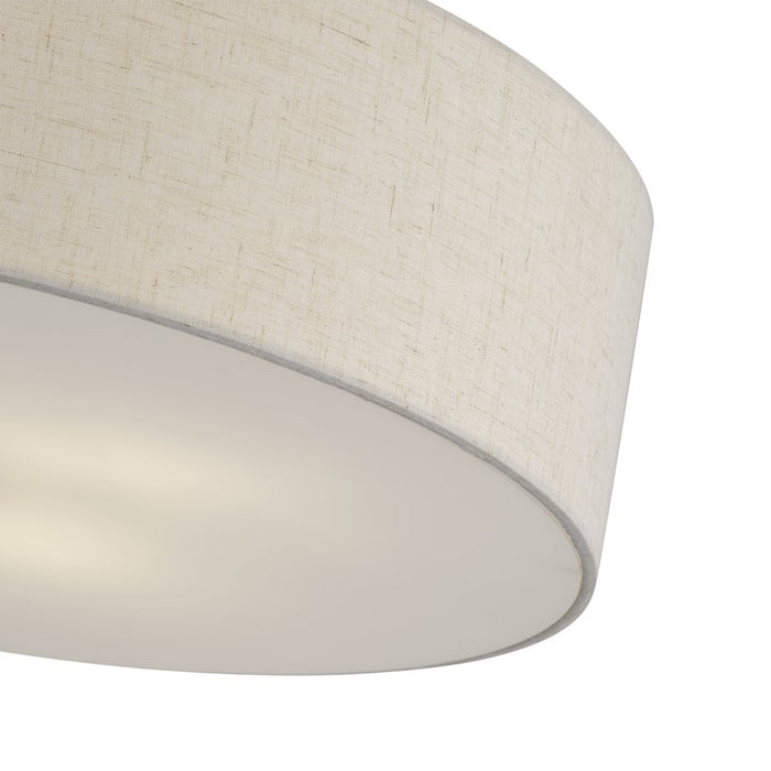 Livex Monroe 3Lt 15" Dia Semi-Flush, Brass/Oatmeal/White
