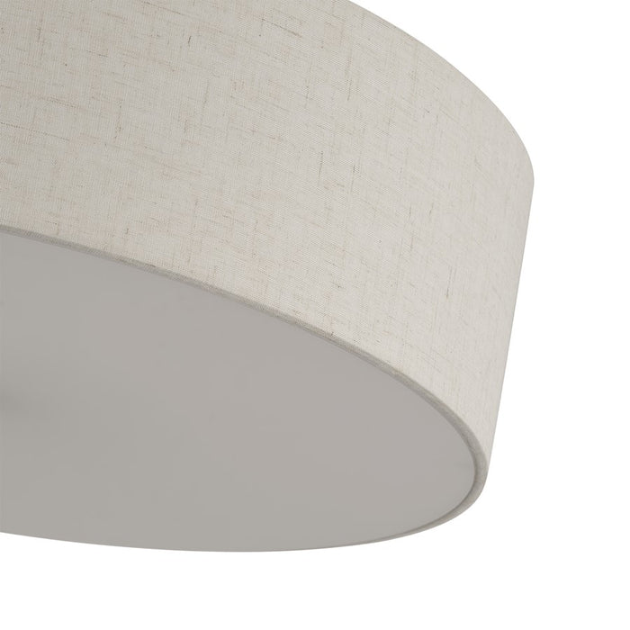Livex Monroe 3Lt 15" Dia Semi-Flush, Brass/Oatmeal/White