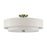Livex Monroe 5Lt 9.5" Semi-Flush, Brass/Oatmeal/White