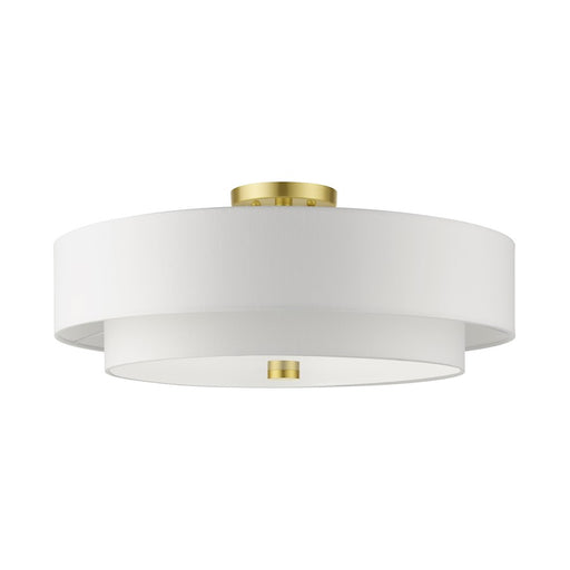 Livex Meridian 5 Light Semi Flush Mount, Brass