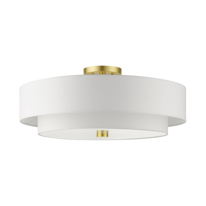 Livex Meridian 5 Light Semi Flush Mount, Brass