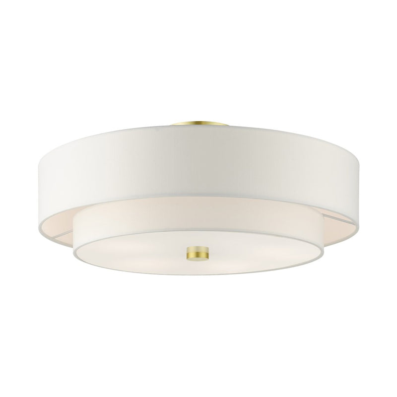 Livex Meridian 5 Light Semi Flush Mount, Brass