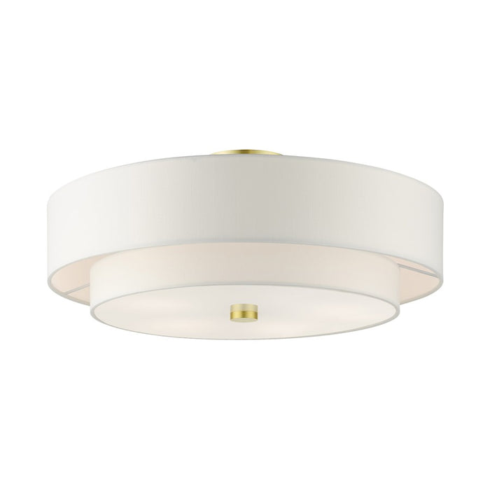 Livex Meridian 5 Light Semi Flush Mount, Brass