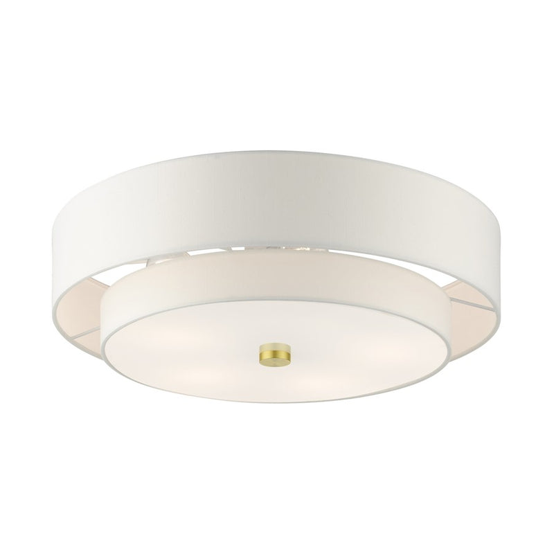 Livex Meridian 5 Light Semi Flush Mount, Brass