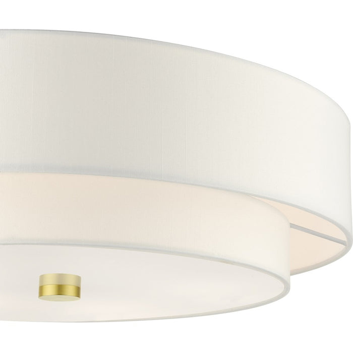 Livex Meridian 5 Light Semi Flush Mount, Brass