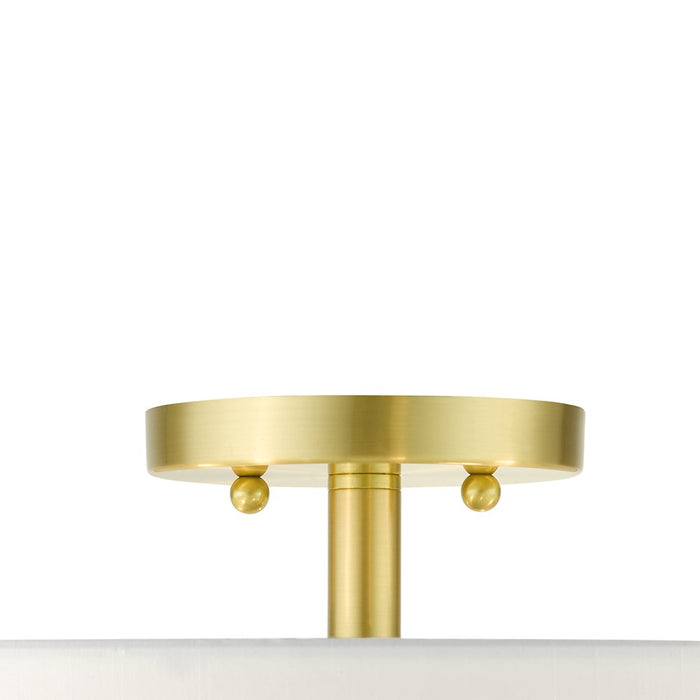Livex Meridian 5 Light Semi Flush Mount, Brass