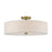 Livex Monroe 5Lt 9" Semi-Flush, Brass/Oatmeal/White - 52141-01