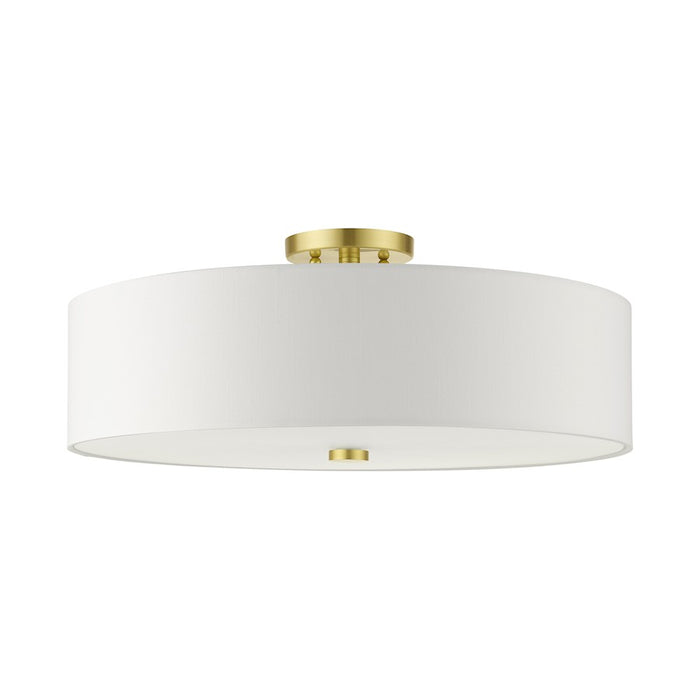 Livex Meridian 5 Light Semi Flush Mount, Satin Brass