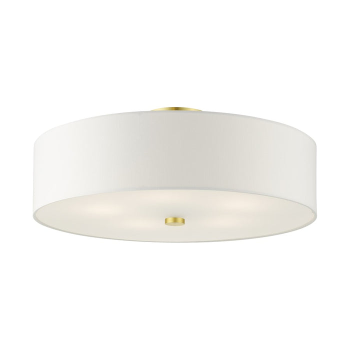 Livex Meridian 5 Light Semi Flush Mount, Satin Brass