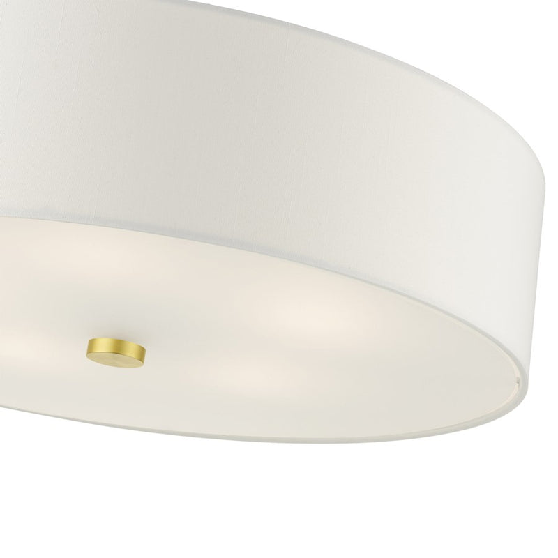 Livex Meridian 5 Light Semi Flush Mount, Satin Brass