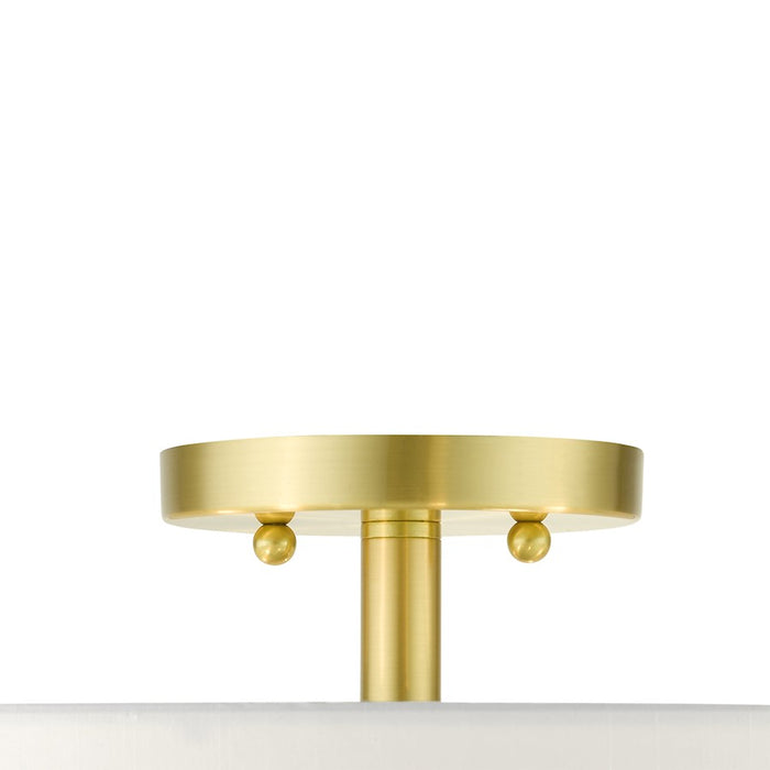 Livex Meridian 5 Light Semi Flush Mount, Satin Brass