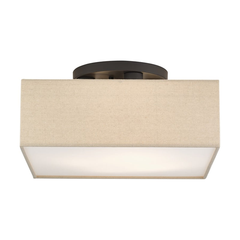 Livex Summit 4Lt Large Semi-Flush, Bronze/Parchment Hardback/White - 52273-07