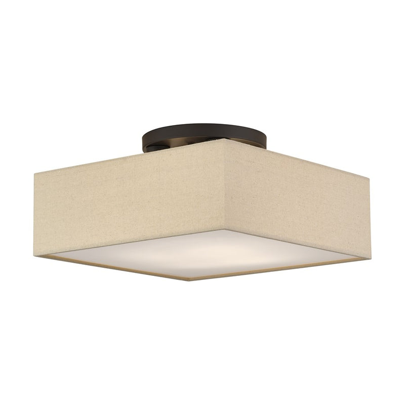 Livex Summit 4Lt Large Semi-Flush, Bronze/Parchment Hardback/White