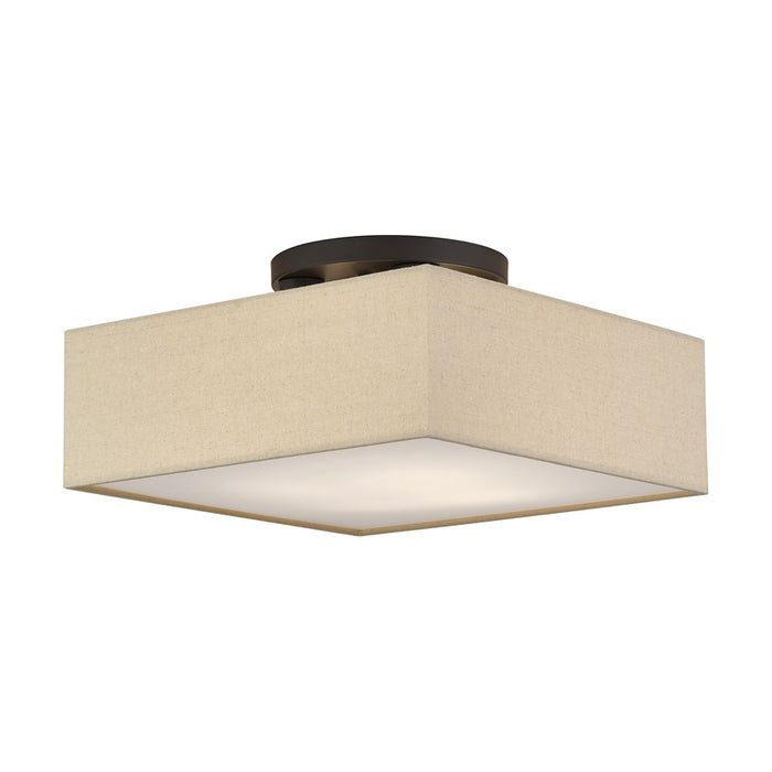 Livex Summit 4Lt Large Semi-Flush, Bronze/Parchment Hardback/White