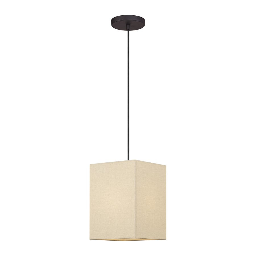 Livex Summit 1Lt Pendant, Bronze/Parchment Hardback/White - 52274-07