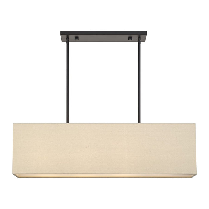Livex Summit 4Lt Large Chandelier, Bronze/Parchment Hardback/White
