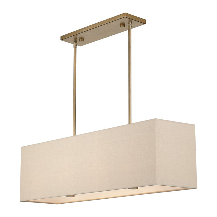 Livex Summit 4Lt Large Chandelier, Gold/Parchment Hardback/White