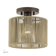 Livex Acordia 1Lt Small Semi-Flush, Bronze/Gold Polyester - 53141-92