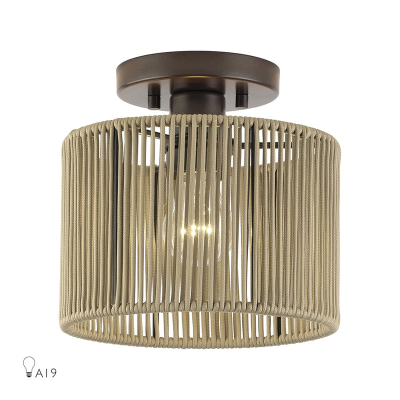 Livex Acordia 1Lt Small Semi-Flush, Bronze/Gold Polyester - 53141-92