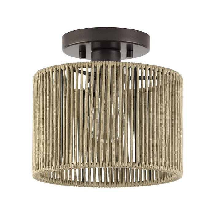Livex Acordia 1Lt Small Semi-Flush, Bronze/Gold Polyester