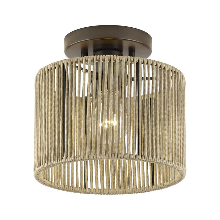 Livex Acordia 1Lt Small Semi-Flush, Bronze/Gold Polyester