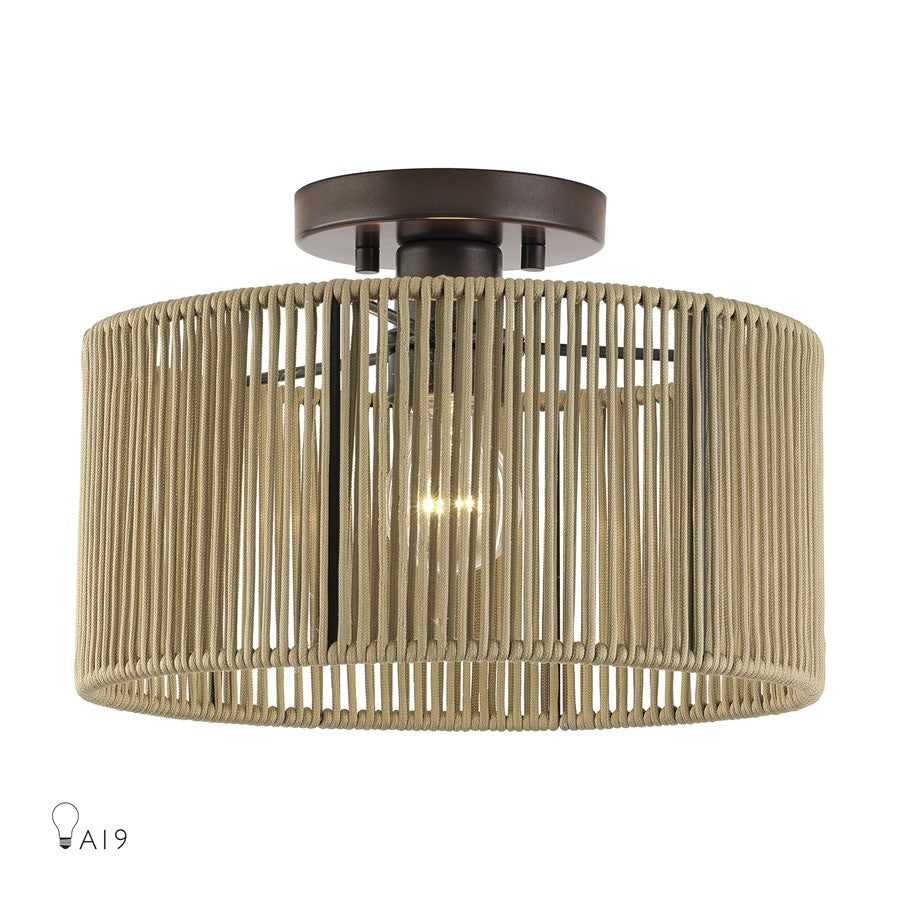 Livex Acordia 1Lt Medium Semi-Flush, Bronze/Gold Polyester - 53142-92