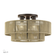 Livex Acordia 3Lt Large 10" Semi-Flush, Bronze/Gold Polyester - 53144-92