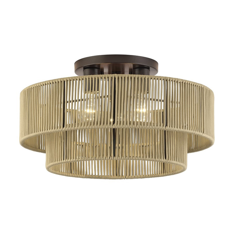 Livex Acordia 3Lt Large 10" Semi-Flush, Bronze/Gold Polyester