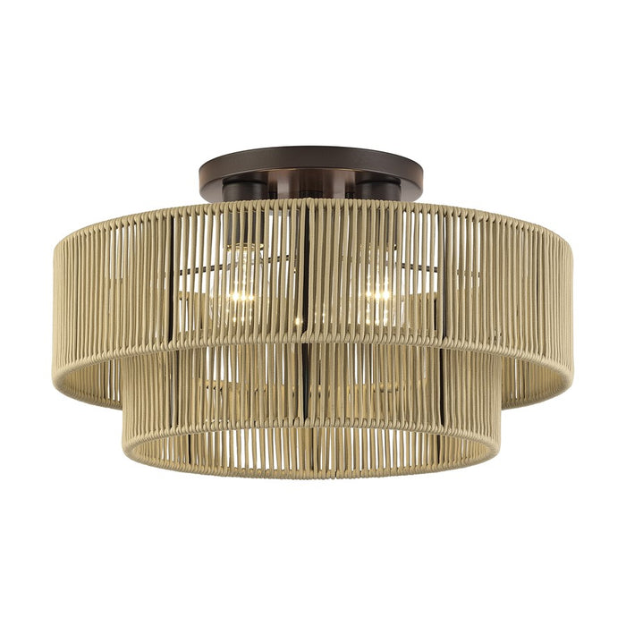 Livex Acordia 3Lt Large 10" Semi-Flush, Bronze/Gold Polyester