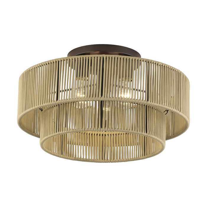 Livex Acordia 3Lt Large 10" Semi-Flush, Bronze/Gold Polyester