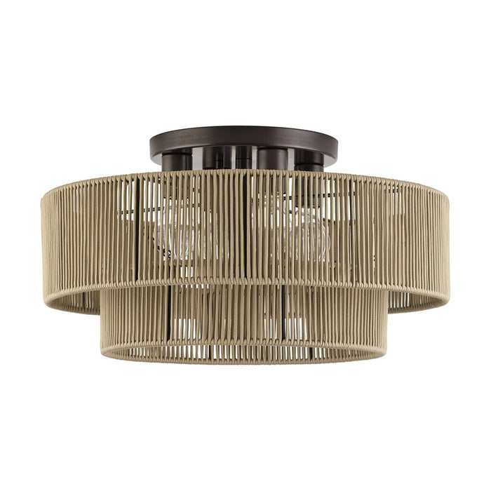 Livex Acordia 4Lt Extra Large Semi-Flush, Bronze/Gold Polyester