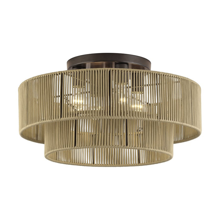 Livex Acordia 4Lt Extra Large Semi-Flush, Bronze/Gold Polyester