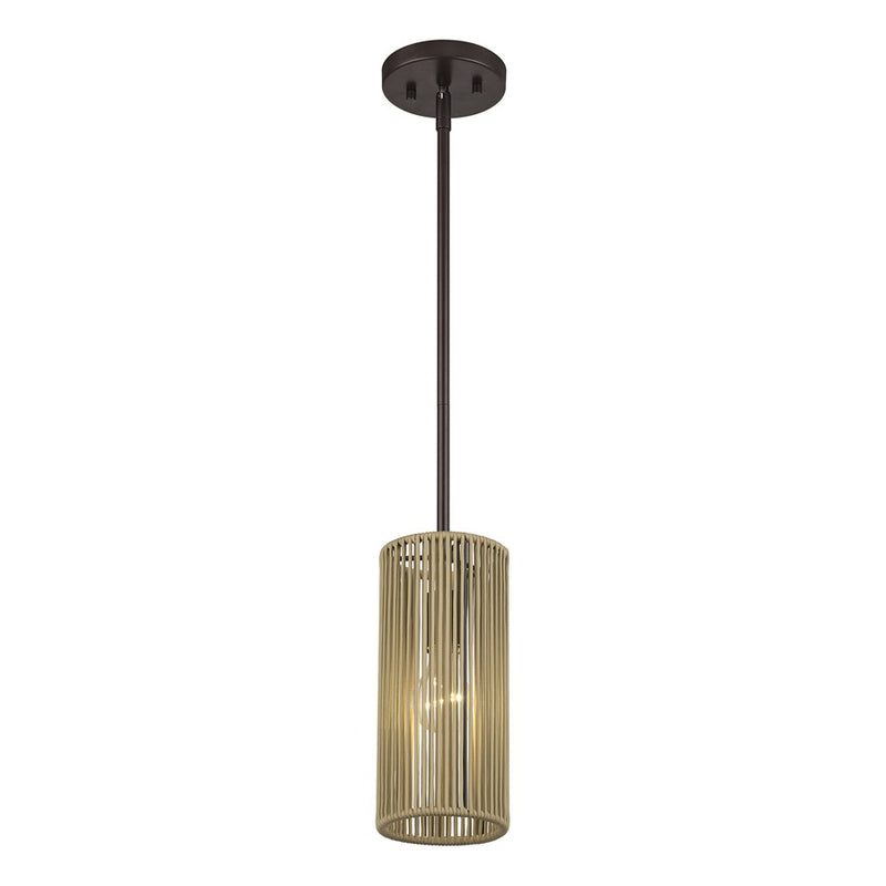 Livex Acordia 1Lt Mini Pendant, Bronze/Venetian Gold Polyester Rope