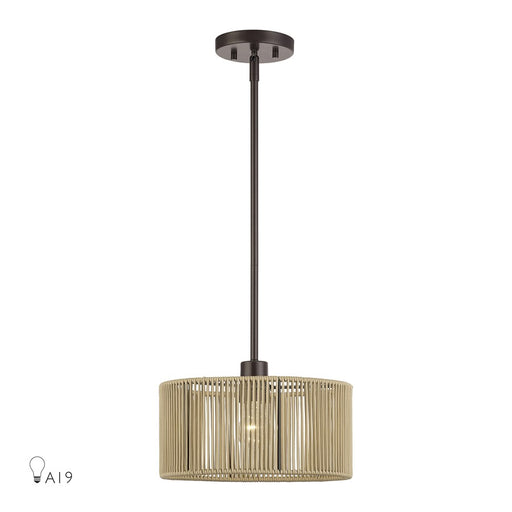 Livex Acordia 1Lt Pendant, Bronze/Venetian Gold Color Polyester Rope - 53152-92