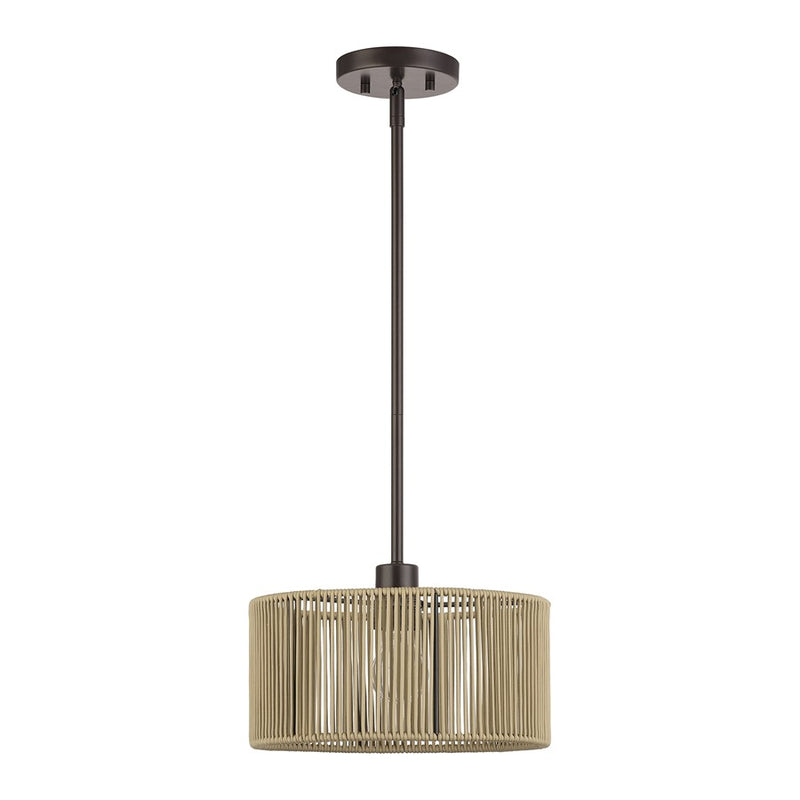 Livex Acordia 1Lt Pendant, Bronze/Venetian Gold Color Polyester Rope