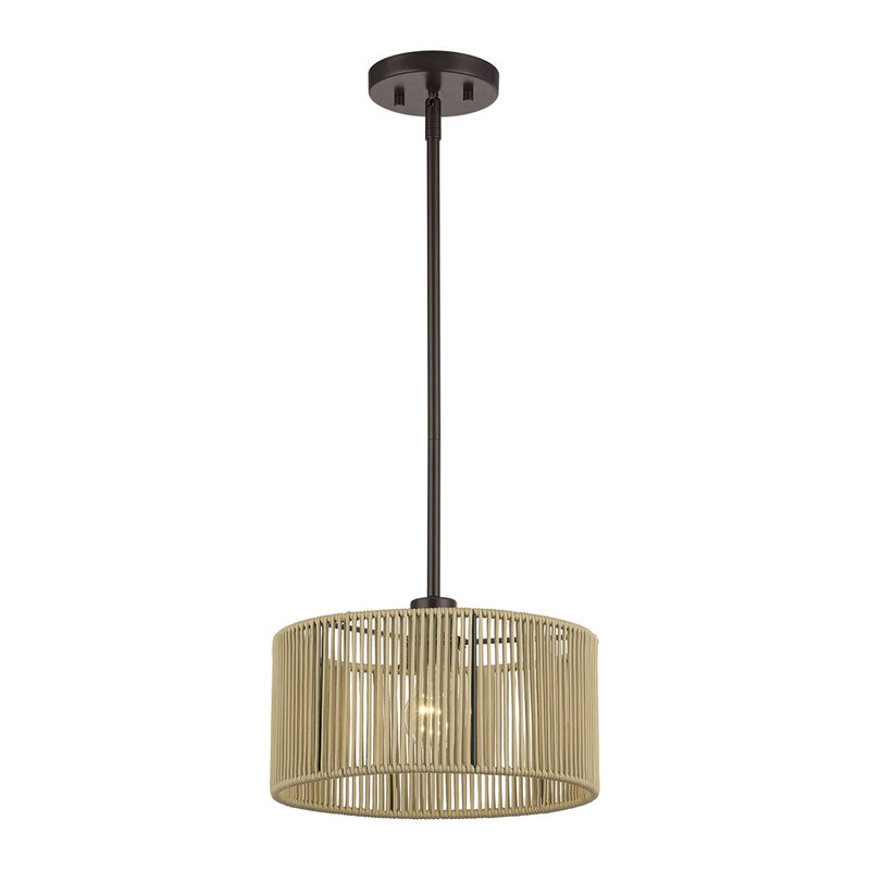 Livex Acordia 1Lt Pendant, Bronze/Venetian Gold Color Polyester Rope