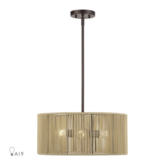 Livex Acordia 3Lt Pendant Chandelier, Bronze/Venetian Gold Polyester - 53153-92