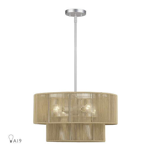 Livex Acordia 4Lt Pendant Chandelier, Painted Nickel/Gold Polyester - 53154-81